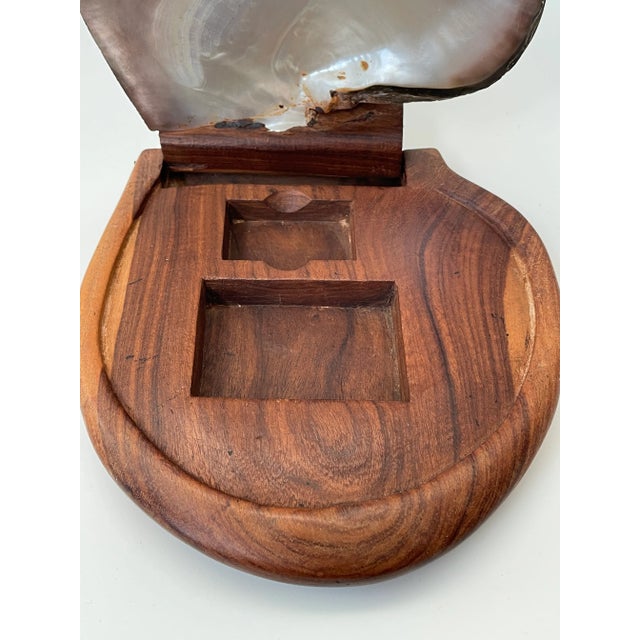 1960s Shell Hinge-Lidded Wood Box Attributed to Alexandre