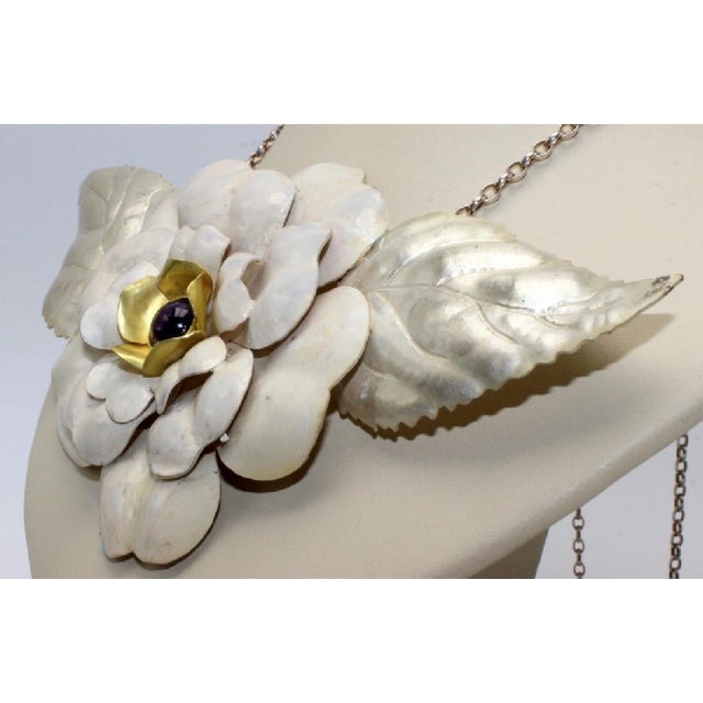 English Sterling & Enamel Flower Necklace, London, 1978 For Sale - Image 14 of 18