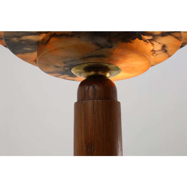 Art Deco Floor Lamp in Oak and Alabaster, 1920s For Sale - Image 13 of 16