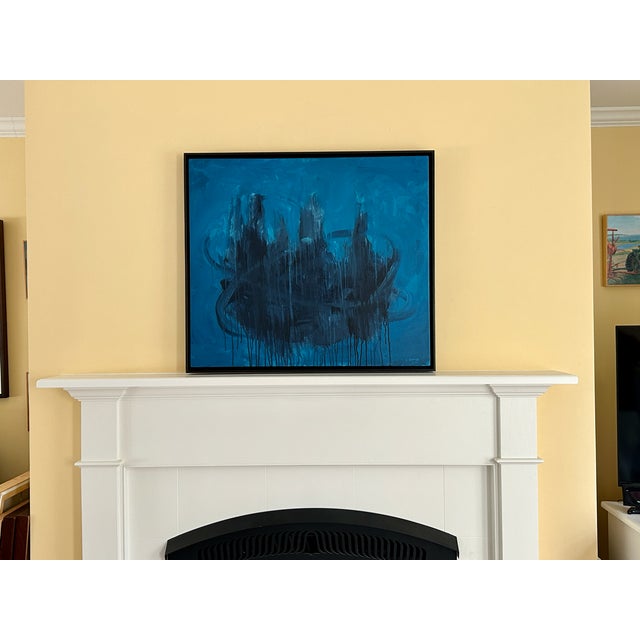Blue Fusion, Contemporary Framed Abstract Acrylic Painting by Stephen Remick For Sale - Image 12 of 12