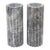 Marble Ribbed Column Vases in Gray and White Veining Pair Of, Italy For Sale