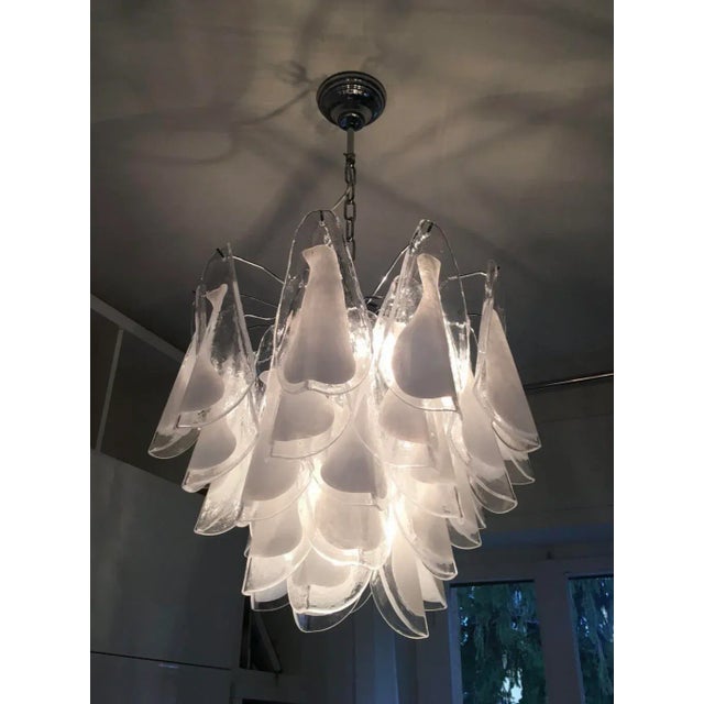 1970s Vintage White Murano Glass Chandelier For Sale - Image 5 of 5