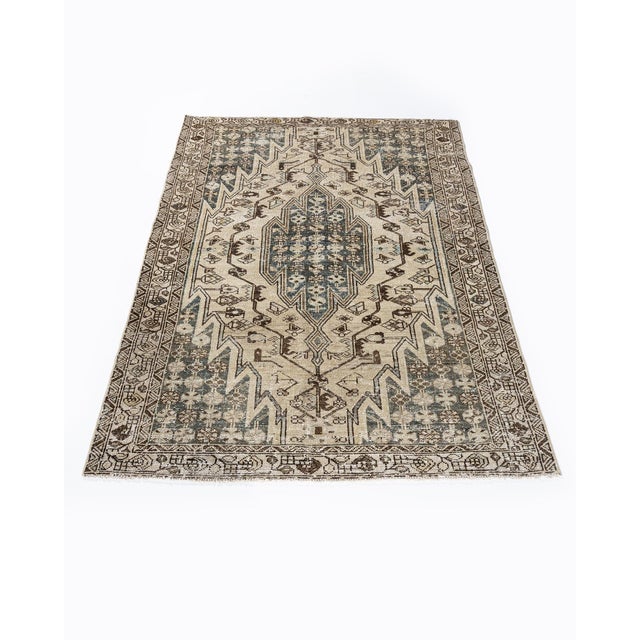 Vintage Circa 1940 Distressed Mazlagan Rug 4ft 5in X 6ft 3in For Sale - Image 16 of 16
