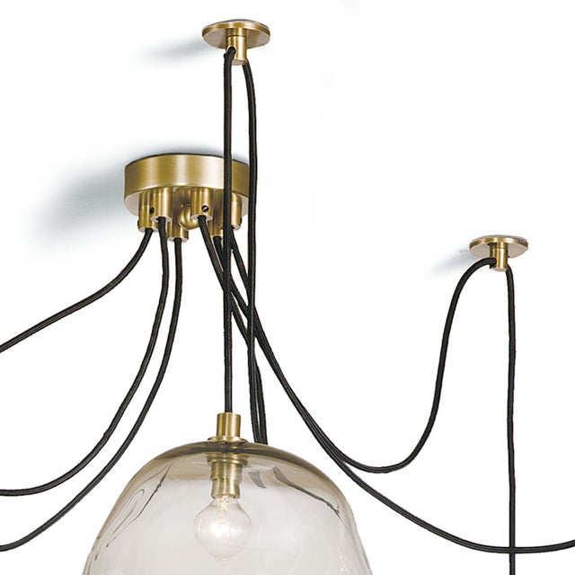 Transitional Regina Andrew Molten Spider Large With Smoke Glass in Natural Brass For Sale - Image 3 of 5