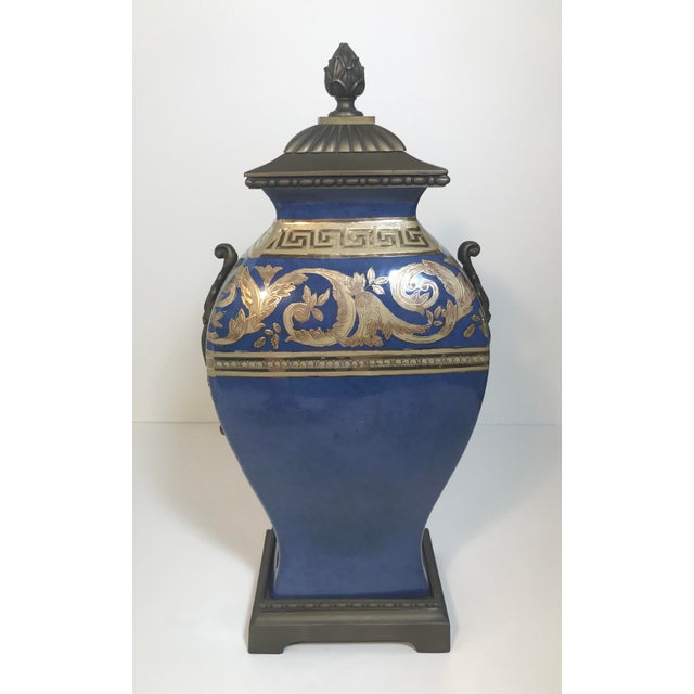 Late 19th Century Neoclassical Cobalt Blue & Gold Vase Urn For Sale - Image 5 of 6