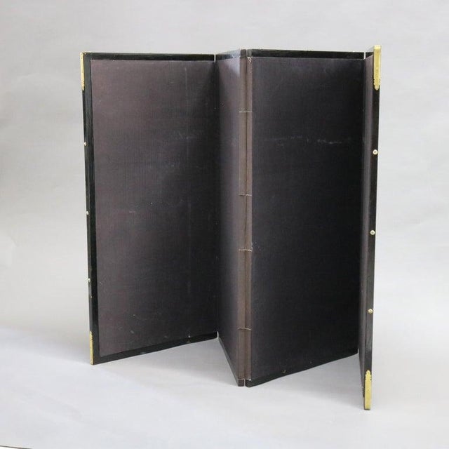 Chinese Floral Decorated and Ebonized Folding Table Screen 20thC For Sale - Image 11 of 15