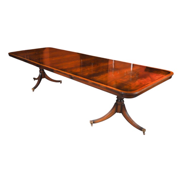 George III Revival Twin Pedestal Dining Table, 20th Century For Sale