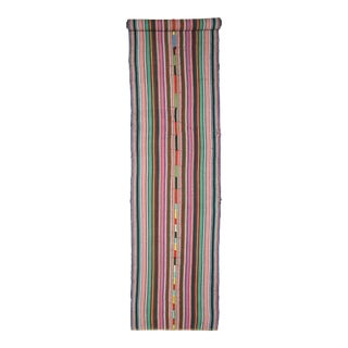 Vintage Turkish Hand-Knotted Wool Cotton Pink Kilim Runner Rug For Sale