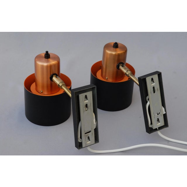 Black Alfa Wall Lamps by Jo Hammerborg for Fog & Morup, 1970s Set of 2 For Sale - Image 8 of 10