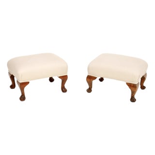 Antique Walnut Ottomans, 1930s, Set of 2 For Sale
