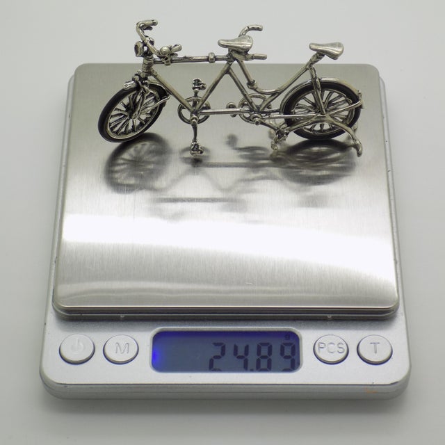 Large Vintage Italian Silver 800 Tandem Bicycle Figurine, 1970s For Sale - Image 11 of 14