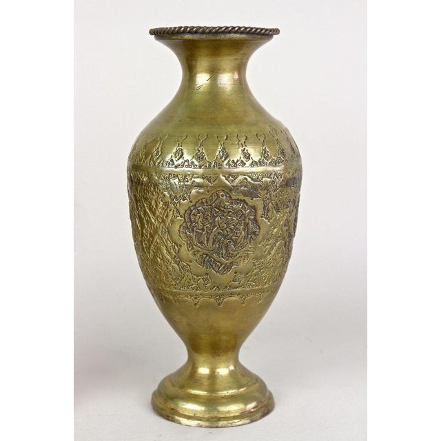 Antique Biedermeier Chased Brass Vases, 1860, Set of 2 For Sale - Image 3 of 18