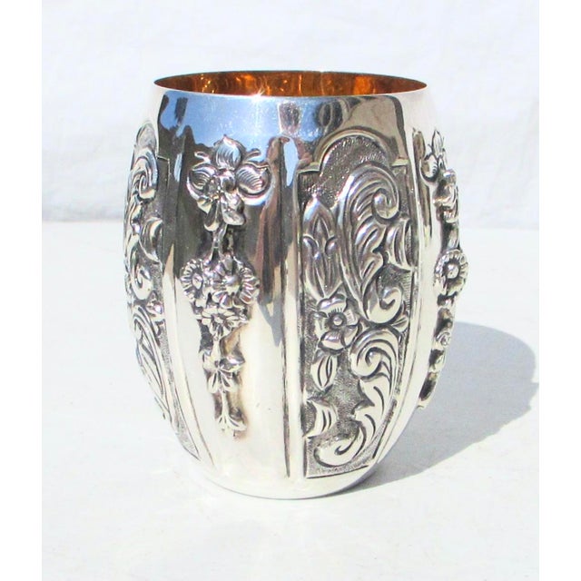 Baroque Sterling Silver and Gilt Wash Interior Barrel Beaker Aka "Mint Julep" For Sale - Image 3 of 6