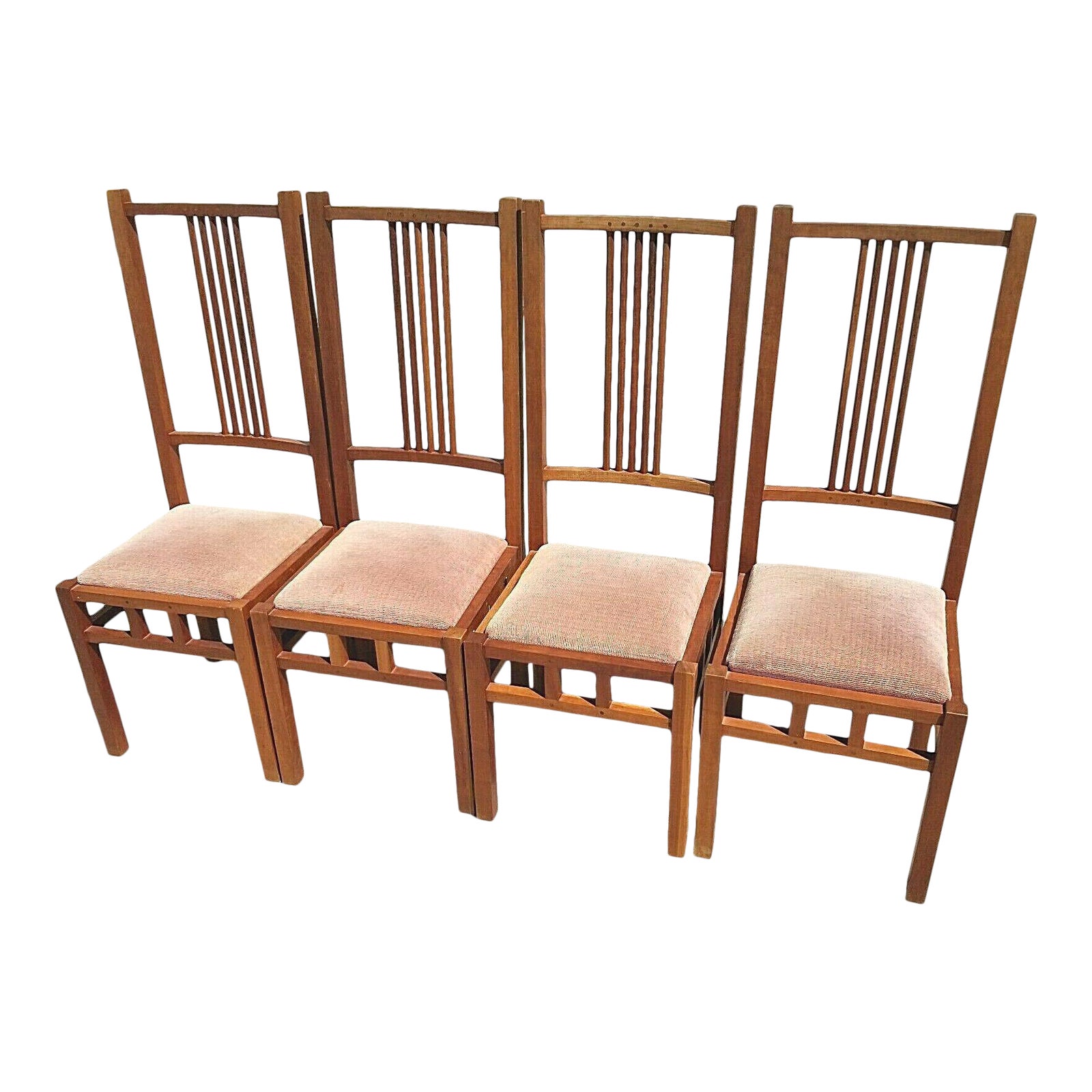 Custom Made Mid Century Modern Solid Wood Dining Chairs Set Of 4 Chairish