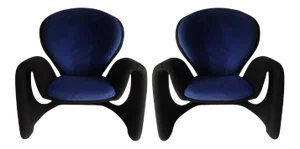 Two-Tone Modern Cantilever Ribbon Armchairs - A Pair