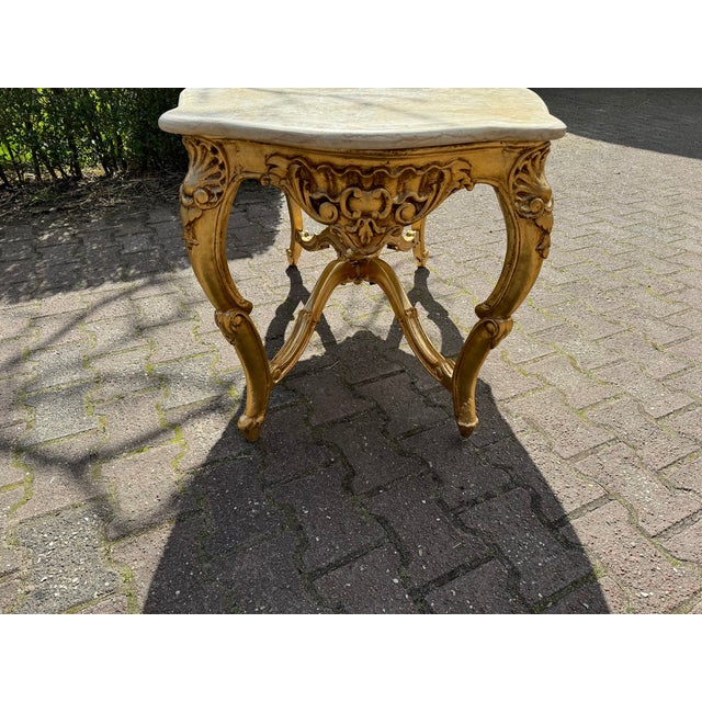 1940s French Louis XVI Gold Beech & Marble Coffee Table For Sale - Image 11 of 12