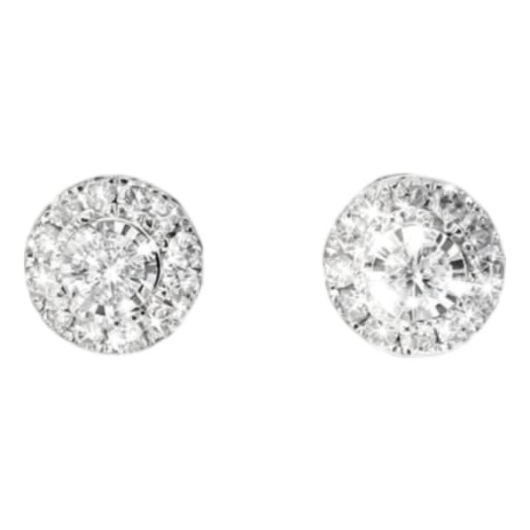 Late 20th Century Pair of 10K White Gold Diamond Stud Earrings For Sale