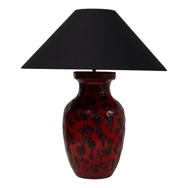 20th Century German Red Ceramic Table Lamp For Sale