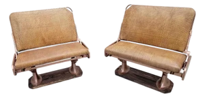 Mid 20th Century Antique Set of 2 Trolley Car Bench Seat by Hale & Kilburn Co.