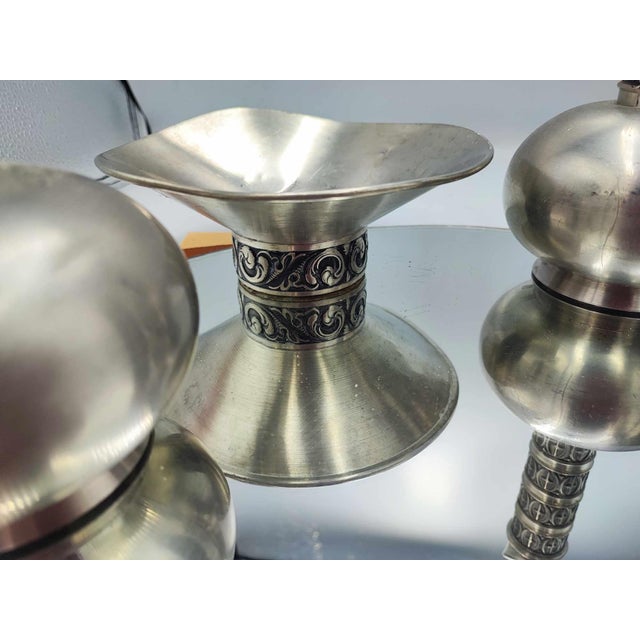 1970s Jug, Vases and Plate in Pewter from Haugrud, Norway, 1970s, Set of 5 For Sale - Image 5 of 10