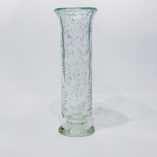 Vintage Fluted Glass Vase With Infused Bubbles Chairish