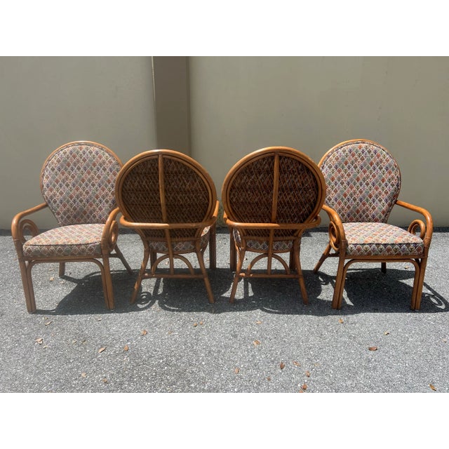 4 Bamboo Rattan Dining Chairs For Sale - Image 9 of 9