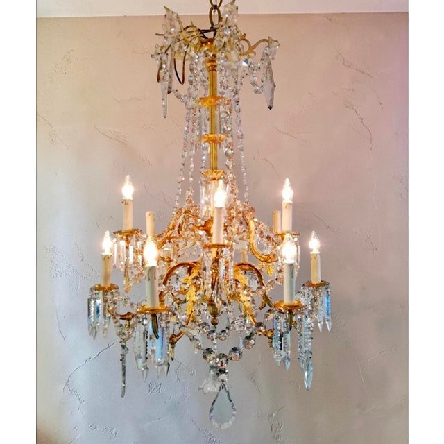 Metal Antique French Chandelier, 1870 For Sale - Image 7 of 7