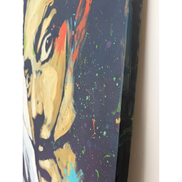 Textile Huge 4’x3’ Artist Amy Burkman (From Tig Notaro Shows) Painting of Salvador Dali Large For Sale - Image 7 of 12