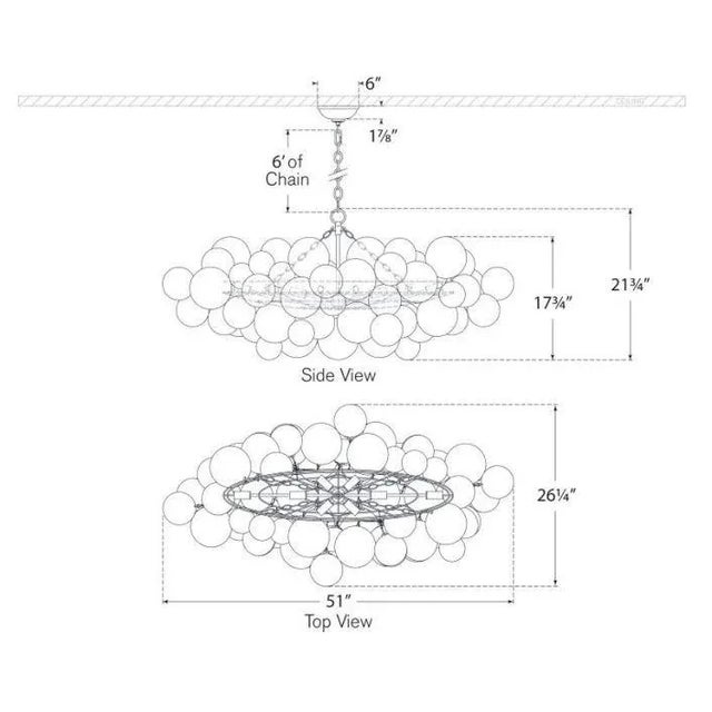 Transitional Julie Neill for Visual Comfort Signature Talia Medium Linear Chandelier in Burnished Silver Leaf with Clear Swirled Glass For Sale - Image 3 of 3