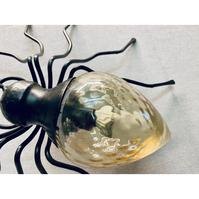 Metal Mid-Century Italian Modern Metal and Glass Spider Wall Lamp, 1950s For Sale - Image 7 of 9