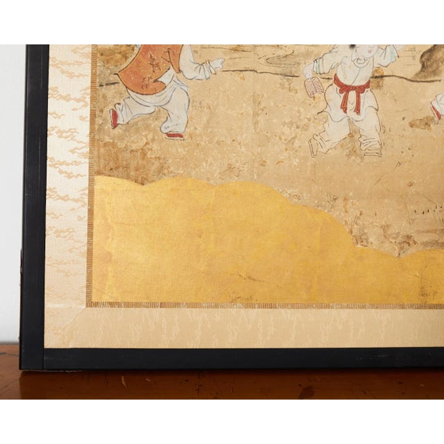 19th Century Japanese Edo Screen Kano School Garden Terrace For Sale - Image 10 of 12