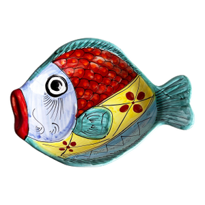 Vintage Italian Art Pottery Ceramic Whimsical Fish Serving Platter / Bowl by Vietri