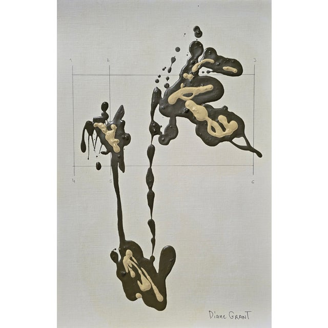 Set of 6 - One-of-a-Kind Dark Green & Cream Botanical Organic Modern Original Oil Paintings / Herbarium / Floral / Earth Tones For Sale - Image 14 of 17