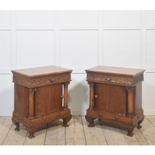 Carved Mahogany Bedside Cabinets, 1890s, Set of 2 For Sale - Image 5 of 14