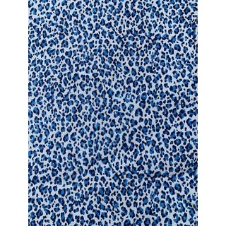 Quadrille Bonaparte Blue Leopard Fabric For Sale