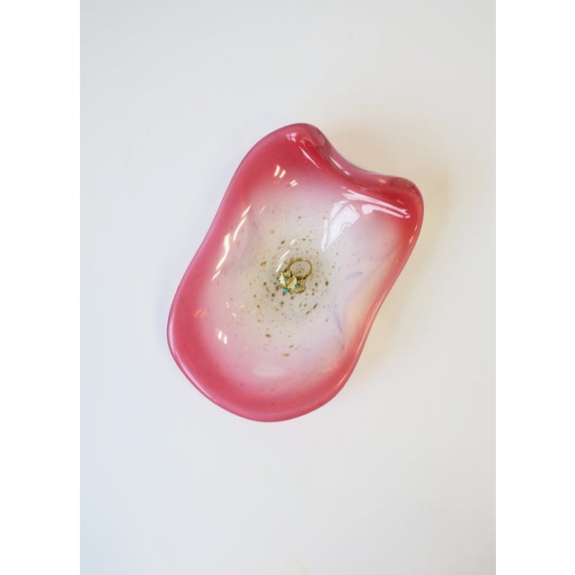 Fratelli Toso Italian Murano White Opaline, Pink and Gold Art Glass Bowl Attrib. Fratelli Toso Co. For Sale - Image 4 of 13