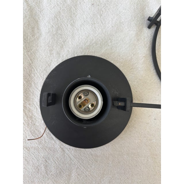 1990s 1990s Hubbardton Forge Moonband Semi-Flush Mount Ceiling Light – Wrought Iron & Opal Glass For Sale - Image 5 of 10