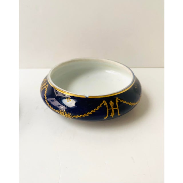 Porcelain Jewelry Box, Blue and Gold, Mid-20th Century, Europe For Sale - Image 11 of 11