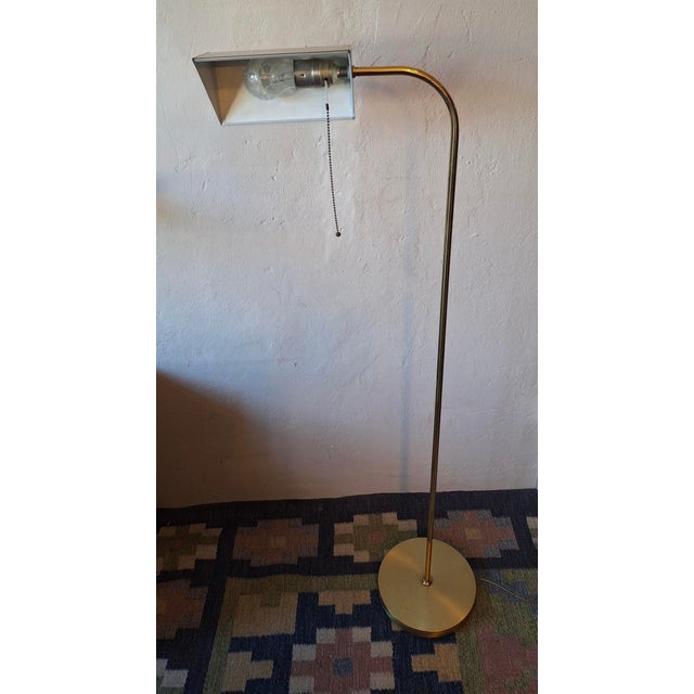 Gold Mid-Century Modern Brass Bankers Adjustable Floor Lamp, 1970s For Sale - Image 8 of 12