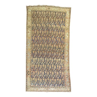 Early 20th Century Blue Terracotta Oriental Gallery Size Persian Malayer Paisley Rug For Sale