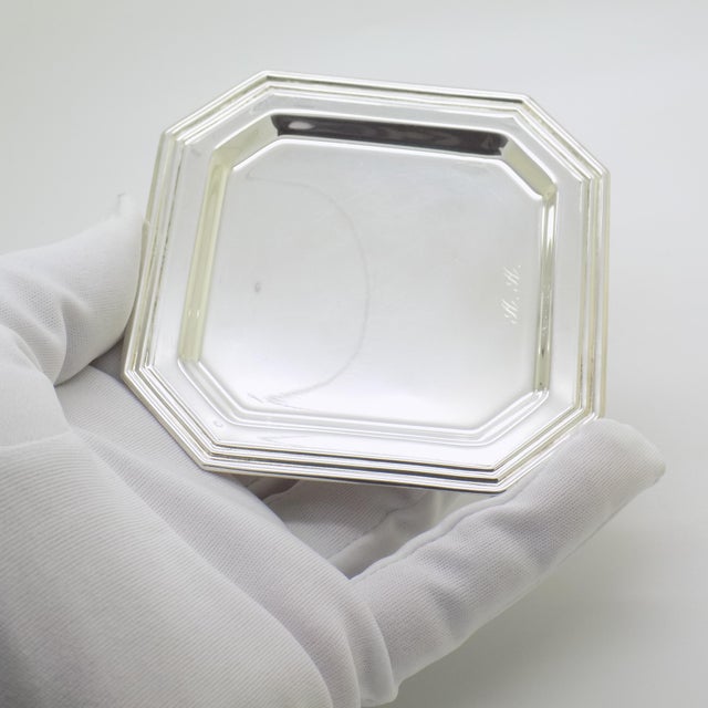 1970s Vintage Italian Handmade Genuine Silver Inkwell in Glass and Silver with Tray from Prato Tuscany, 1970s For Sale - Image 5 of 18