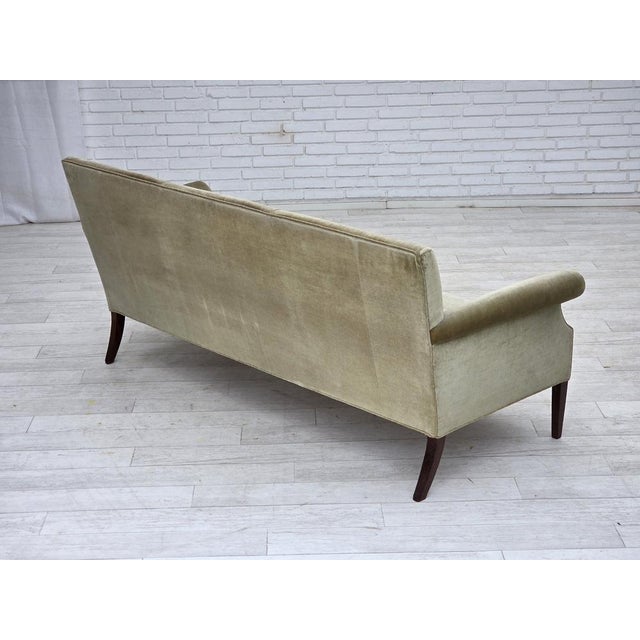 Danish 3-Seater Sofa in Light Green Velour, 1960s For Sale - Image 13 of 18