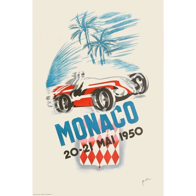 1950 Monaco Automobile Grand Prix Poster Reissue For Sale