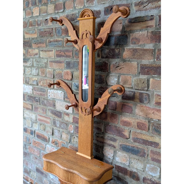 Brown Victorian Oak Hall Stand, 1890s For Sale - Image 8 of 10