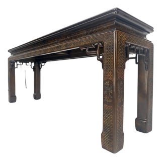 Very Fine John Widdicomb Lacquer Painted Decorated Console Sofa Table MINT For Sale