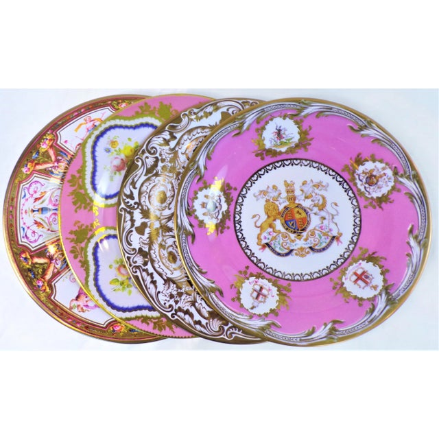 Pink Enameled Tin English Plates - Set of 4 For Sale - Image 8 of 8