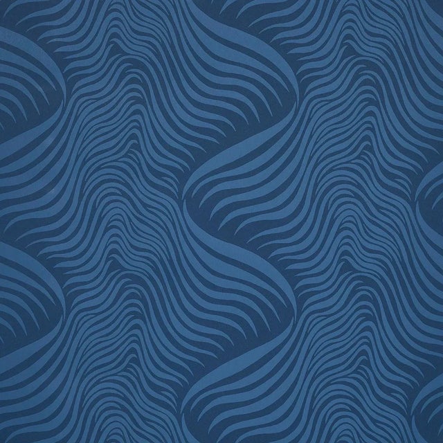 Schumacher Sauvage Wallpaper in Navy For Sale