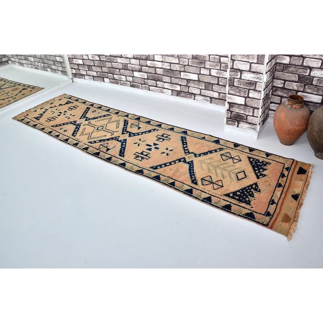 Peach Antique Hallway Runner Rug For Sale - Image 8 of 10