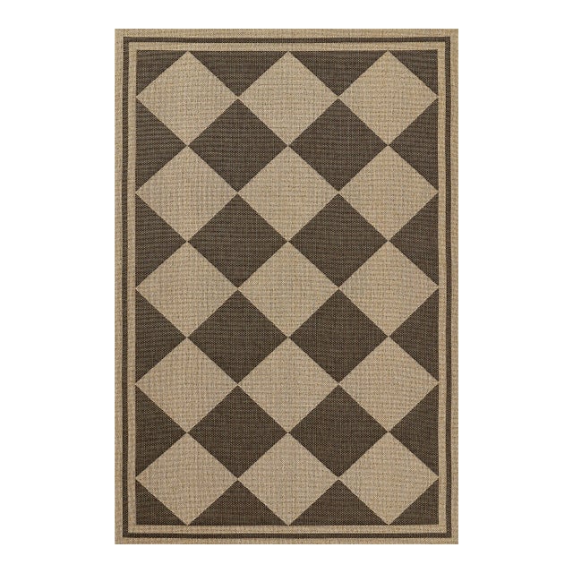 Erin Gates by Momeni Saybrook Diamond Black Indoor/Outdoor Area Rug 8' X 10' For Sale