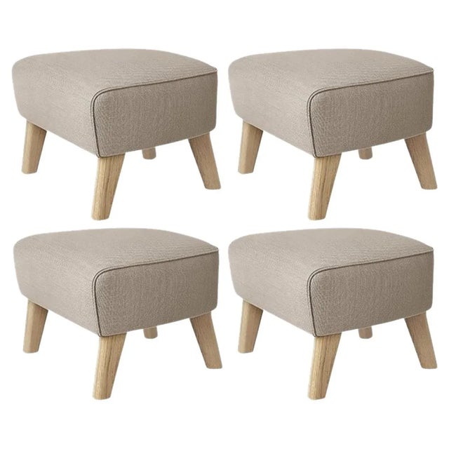 Beige and Natural Oak Sahco Zero Footstools by Lassen, Set of 4 For Sale - Image 6 of 6